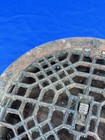 C 1890 Round Ornate Iron Floor Grate  Vent Louvers Open Easily  10 3 4 dia