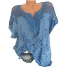 T-shirt Tops Blouse Batwing Ladies Short Womens Hollow Baggy Casual Sleeve Lace