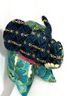 Elephant Cotton Fabric Flower Printed Thai Handmade 7    New Green