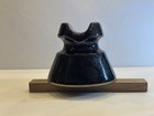 Vintage Dark Brown Glazed Ceramic    saddle Top    Telephone telegraph Insulator