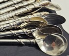 Vintage Taxco Mexico Sterling Silver Cocktail Straw Spoons Set Of 12 Mcm Barware