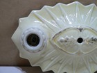 Vintage Art Deco Oval 2 Bulb Floral Porcelain Flush Mount Ceiling Light Fixture