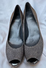 Stuart Weitzman Womens Shoes Size 8 M Shimmer Silver Open Toe Wedges Platform