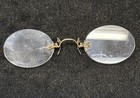 Antique Pince Nez Gold Filled  Unmarked Rimless Eyeglasses With Case Oculist