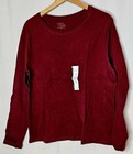 Time And Tru Womens Red Relaxed Fit Long Sleeve Crew Neck Tee Xl  16-18 