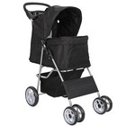 4 Wheel Pet Dog Stroller Foldable Carrier Strolling Cart For Small Dog Cat black