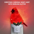 Christmas Cardinal Night Light With Swirling Glitter  Plug-in Wall Light With   