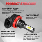 2x 6000k Xenon White H11 Led Fog driving Light Bulbs Lamps High Power Combo Kit