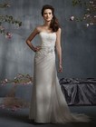  1299     Alfred Angelo      8 Ivory Floral Illusion Sheath Bridal Wedding Dress New