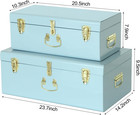 Metal Trunk Decorative Storage Box Set Of 2 College Dorm Chest With Handle  ligh