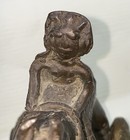 Indian Brass Temple Toy Horse On Wheels With Rider Antique Hand Forged Sculpture