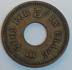 Good For 5   In Brass Trade Token 86533 21mm Jrt 113