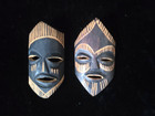 Vintage African Hand-carved Wooden Mask Lot Of 2 Zambia 