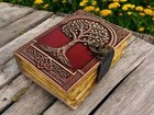 Grimoire Leather Journal Diary Print Tree Of Life Handmade Blank Spell Book Gift