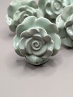 Set Of 8 Vintage Style Mint Green Ceramic Rose Drawer Cabinet Knobs Pulls