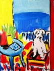 Original Dog Painting Abstract Expressionist Canvas 14x11 Puppy Pet Portrait