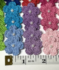 68 Pcs Assorted Tiny mini Handmade Crocheted Flowers    Leaves Crafts Supplies