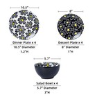 12-piece Dinnerware Plates 12-pieces Set Ceramic Dish Sets Service 4 Bowl