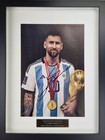 Lionel Messi  Autographed Canvas  Hand Signed Framed W  Coa Free Shipping
