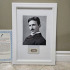 Nikola Tesla -authentic Hand Signed Punched Ticket -autograph -coa -framed W Pic