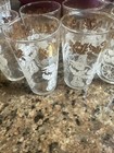 Vtg Federal Glass Fruit Gold Leaf Motif Glassware Barware  10oz  Set Of 7 Mcm