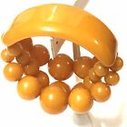 Art Deco Butterscotch Bakelite Necklace   Stretch Bracelet Rare Vintage