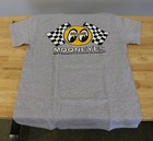 Men s Mooneyes Checkered Flag Moon Logo Gray T-shirt Cotton Tm426sg