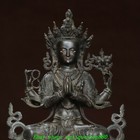 13  old Tibet Bronze 4 Arms Chenrezig Avalokiteshvara Kwan-yin Buddha Statue