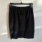 Vintage Black Mini Skirt Size Small 100  Rayon Slit Elastic Waist Zip Usa Made