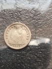 1853 Seated Liberty Half Dime -  bent   0853
