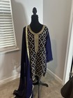 New Heavy Pakistani Indian Bridal Suit Kameez Wedding Dress Blue Medium Formal