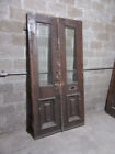   Antique Oak Double Entrance French Doors Beveled Glass   44 X 87   Salvage