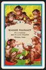 Vintage Single Playing Card Wagner Pharmacy Monkeys With Cards Blue Clinton Ia