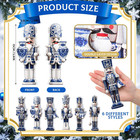 6 Pcs Wooden Nutcracker  Blue And White Christmas Decor  5 9  