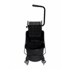 Commercial 26 Qt Mop Bucket Black Dual Chamber Metal Casters Wringer Separator