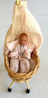 Vtg Wicker Baby Crib W  Canopy   Caco Baby   Rocking Horse crib 1 12 Estate Find