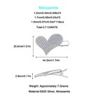 Solid 925 Sterling Silver Moissanite Heart Heart-shaped Hair Clip For Women