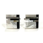 Luxury Mother Pearl Onyx Abalone Cufflinks For Men