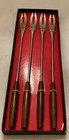 Ekco Eterna Fondue Forks Set Of Four Wooden Handles Steel Vtg Mcm Made In Usa