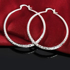 2   Hoop Earrings Diamond Cut Design 925 Sterling Silver