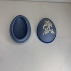 Vtg Wedgwood Jasperware Cherub Blue White Egg Shaped Porcelain Trinket Box