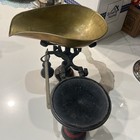 Antique 4 Lb English Cast Iron Balance Scale W  Brass Bowl Vintage Avery Style