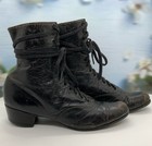 Antique Victorian Black Leather Lace-up Boots Late 1800s Collector Piece