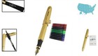 Golden Normal Nib Fountain Pen With 5 Stylish Ink Cartridges For Elegant Writing