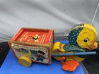 Fischer Price Antique Duck Chick Wooden Pull Toy  Vintage
