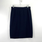 St John Santana Knit Sweater Cardigan Skirt Set Sz L 12 Navy Gold 2 Pc Old Money