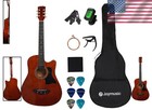 Affordable 38-inch Starter Acoustic Guitar With Full Accessories In Brown Finish