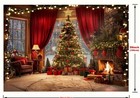 Christmas Vinyl Photo Backdrop background Tree Fireplace Living Room 59x39 In