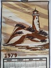 Vtg 1979 Cloth Sequin Light House By The Sea Shore Hanging Wall Calendar 17 x30 