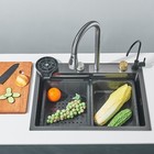 24 In Flying Rain Stainless Steel Waterfall Kitchen Sink With Faucet Single Bowl